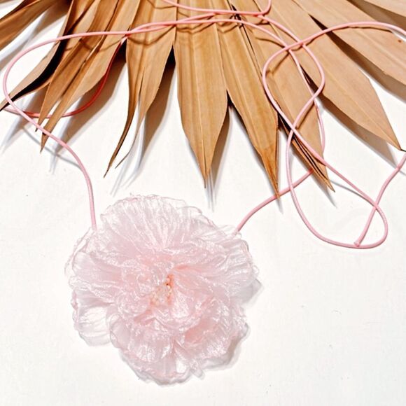 Pink flower choker S397 - Picture 2 of 4